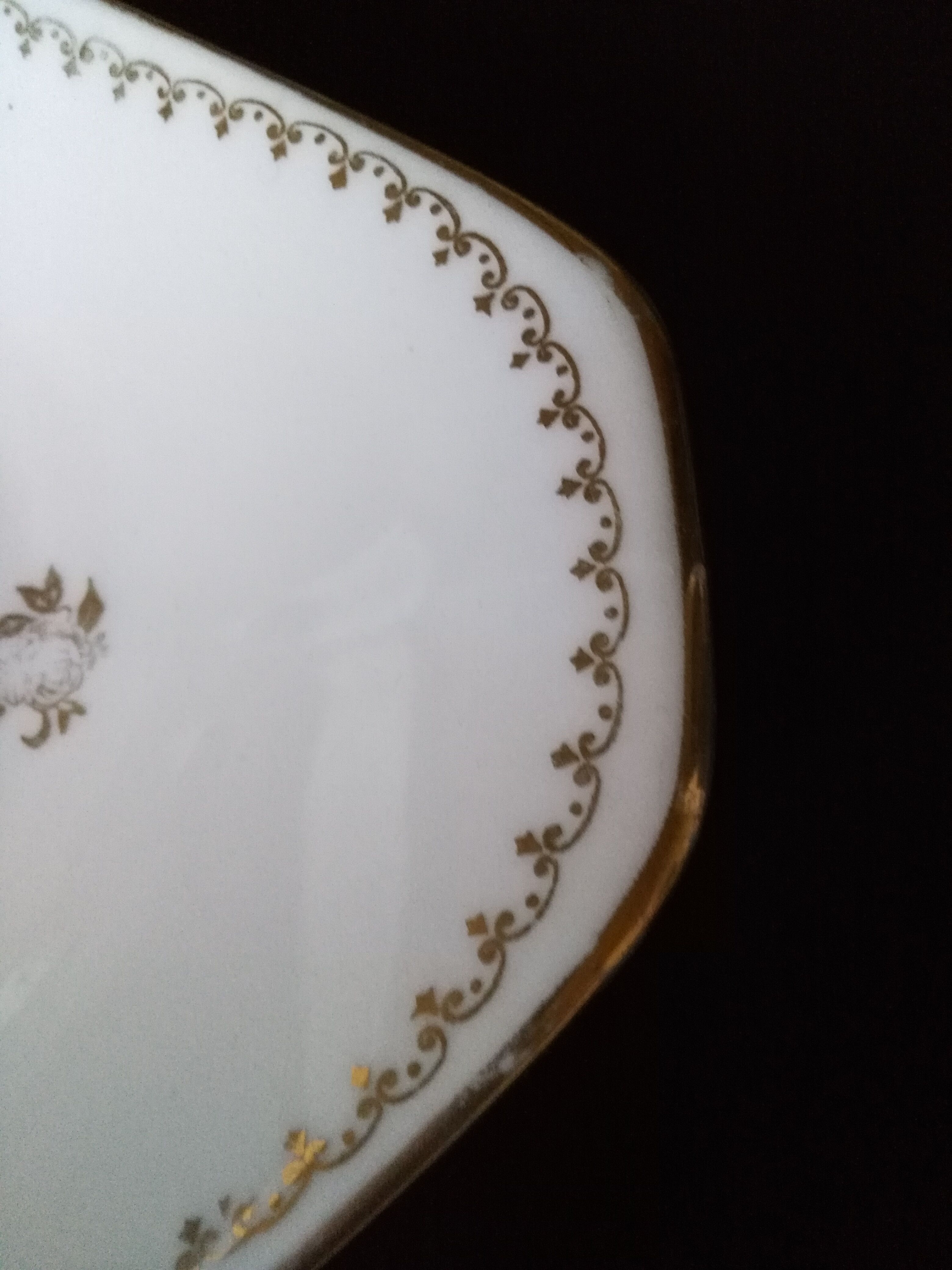 Diamond dish in Limoges porcelain decoration gallant scene