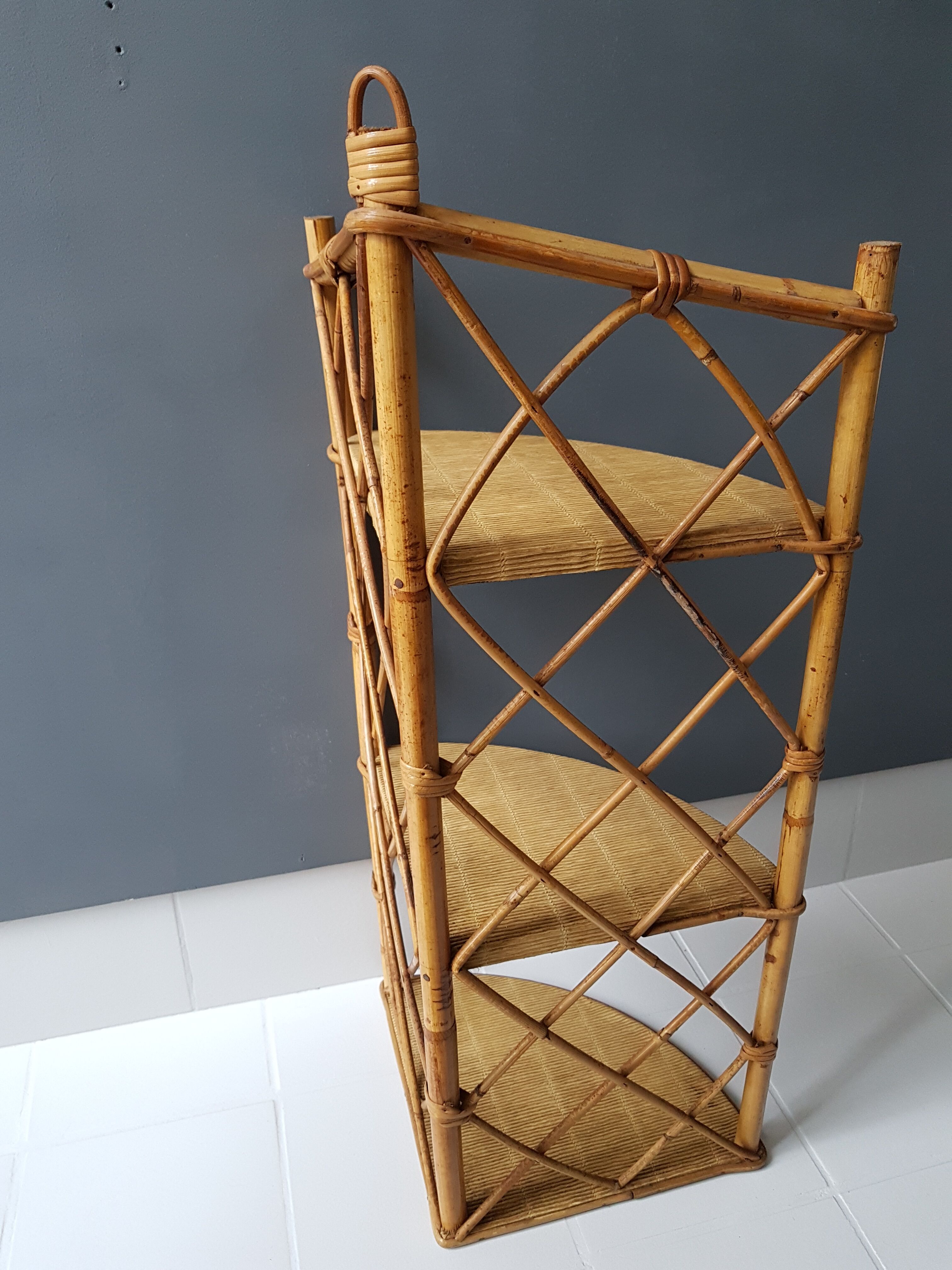 Old corner Wicker shelf