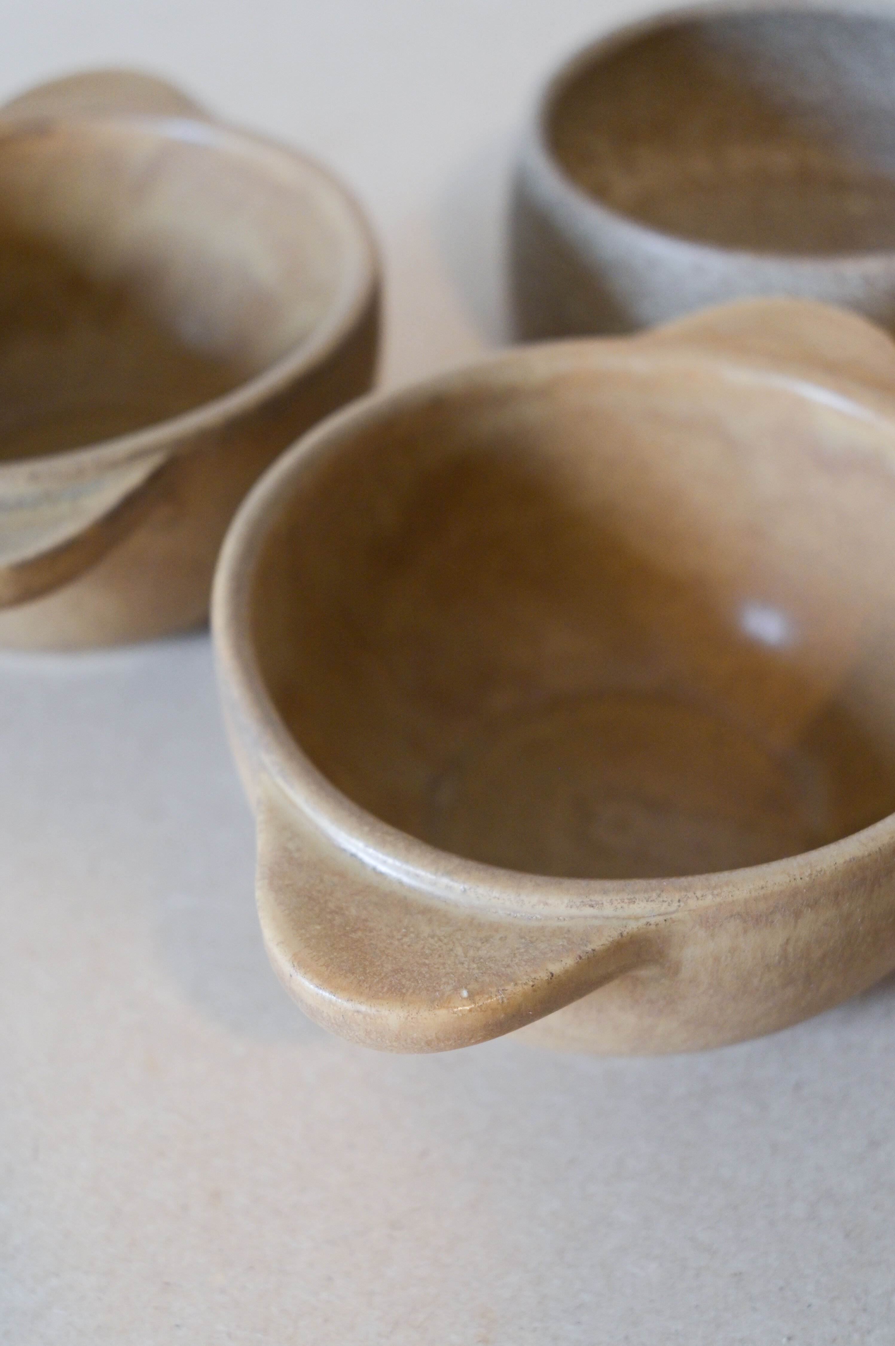 Set caquelon and 3 stoneware bowls