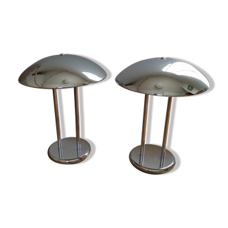 Paire de lampes champignon design Robert Sonneman 1989