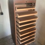 Vintage mid century wooden curtain binder cabinet