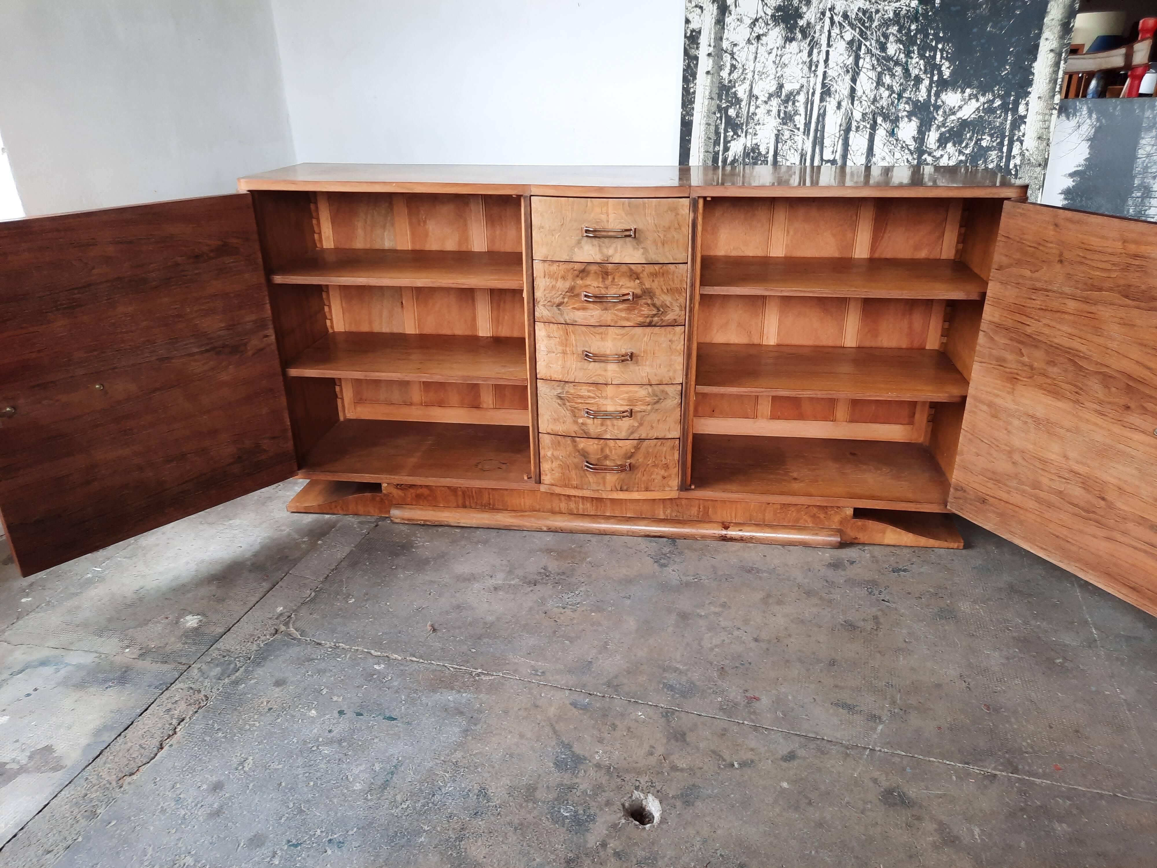 Art deco walnut sideboard