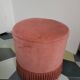 Pink velvet toad armchair with footrest