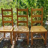 3 solid oak chairs