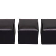 set of 3 Black Faux Leather cube Ottomans 1960s Holland