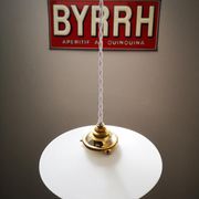Antique lampshade smooth suspension opaline white art deco