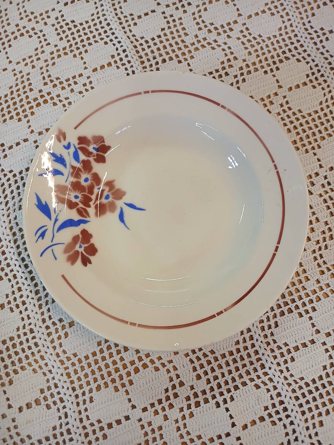 6 mismatched antique soup plates