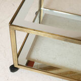 Table basse en laiton, verre et miroir 1970
