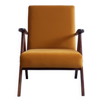 Mid century easy chair model b - 310 var in goldenrod velvet