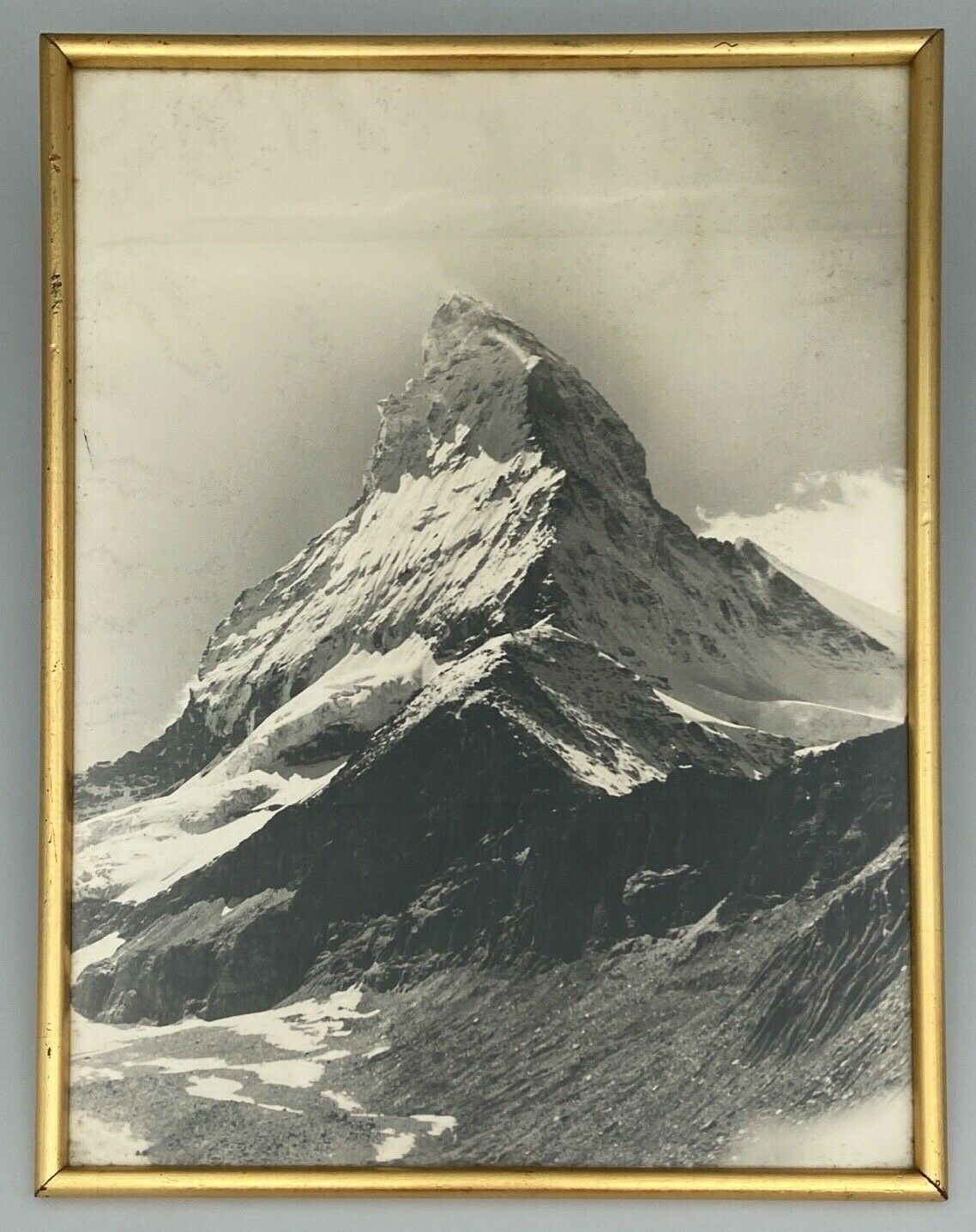 Old photo in black and white artistic mountain in golden frame