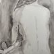 Painting signed watercolor monochrome sepia female nude portrait seated from behind