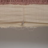 Embroidered tan suzani table cover, vintage tan and pink old embroidery textile