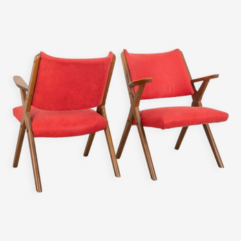 Paire de fauteuils vintage rouge 60's Dal Vera design