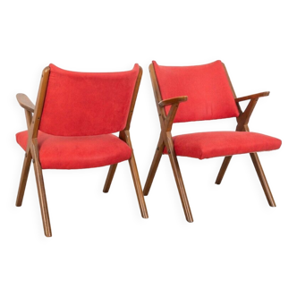 Paire de fauteuils vintage rouge 60's Dal Vera design