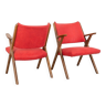 Paire de fauteuils vintage rouge 60's Dal Vera design