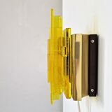 Yellow acrylic and metal wall lamp by Claus Bolby for Cebo Industri, Denmark 1960's