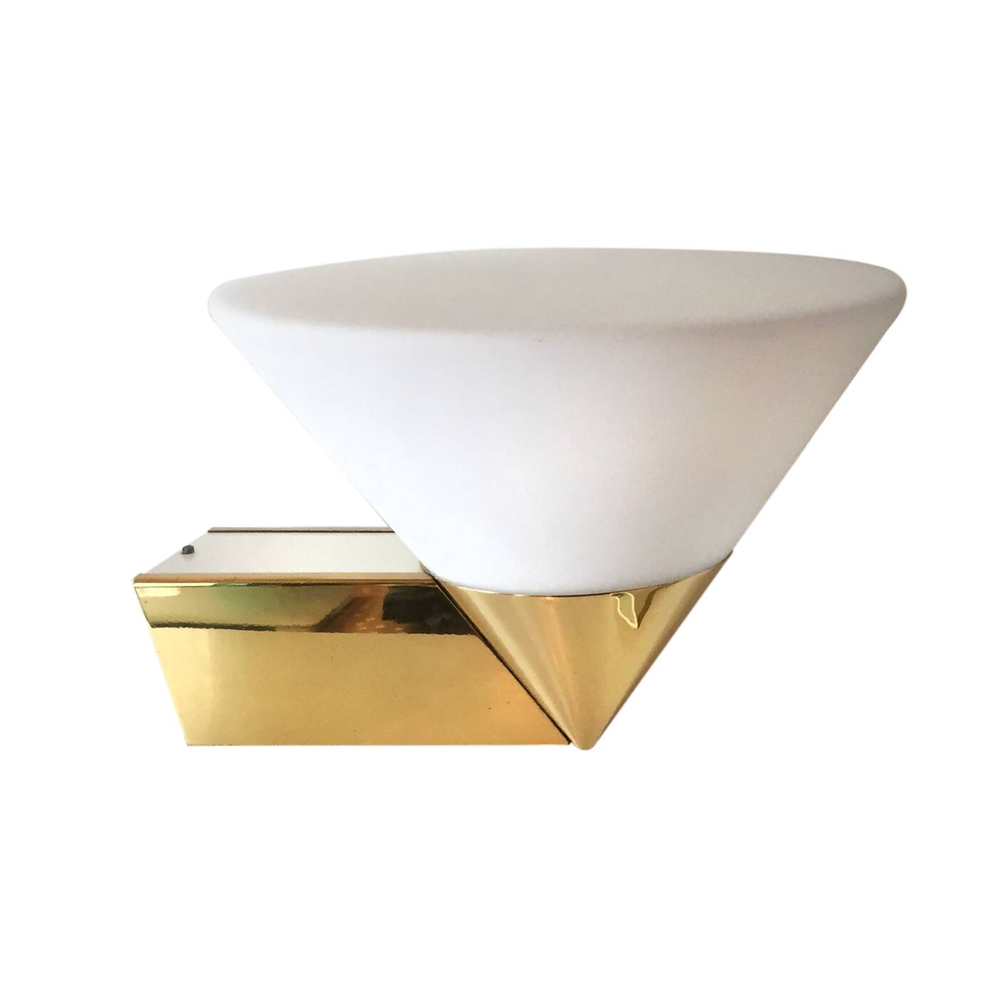 Brass and opaline wall lamp Limburg Germany 1970