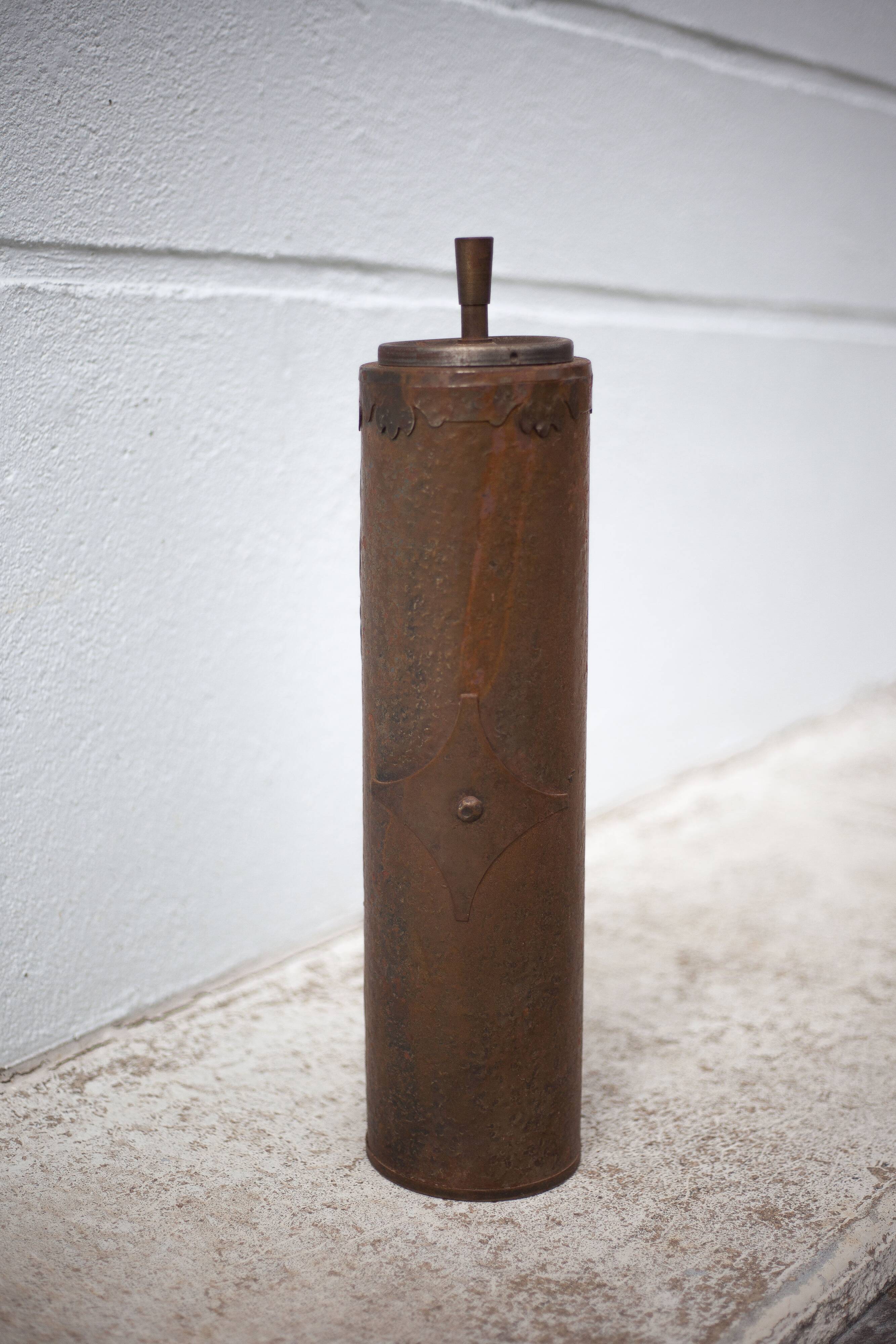 Vintage standing ashtray, push ashtray, brutalist ashtray, metal ashtray, end of sofa