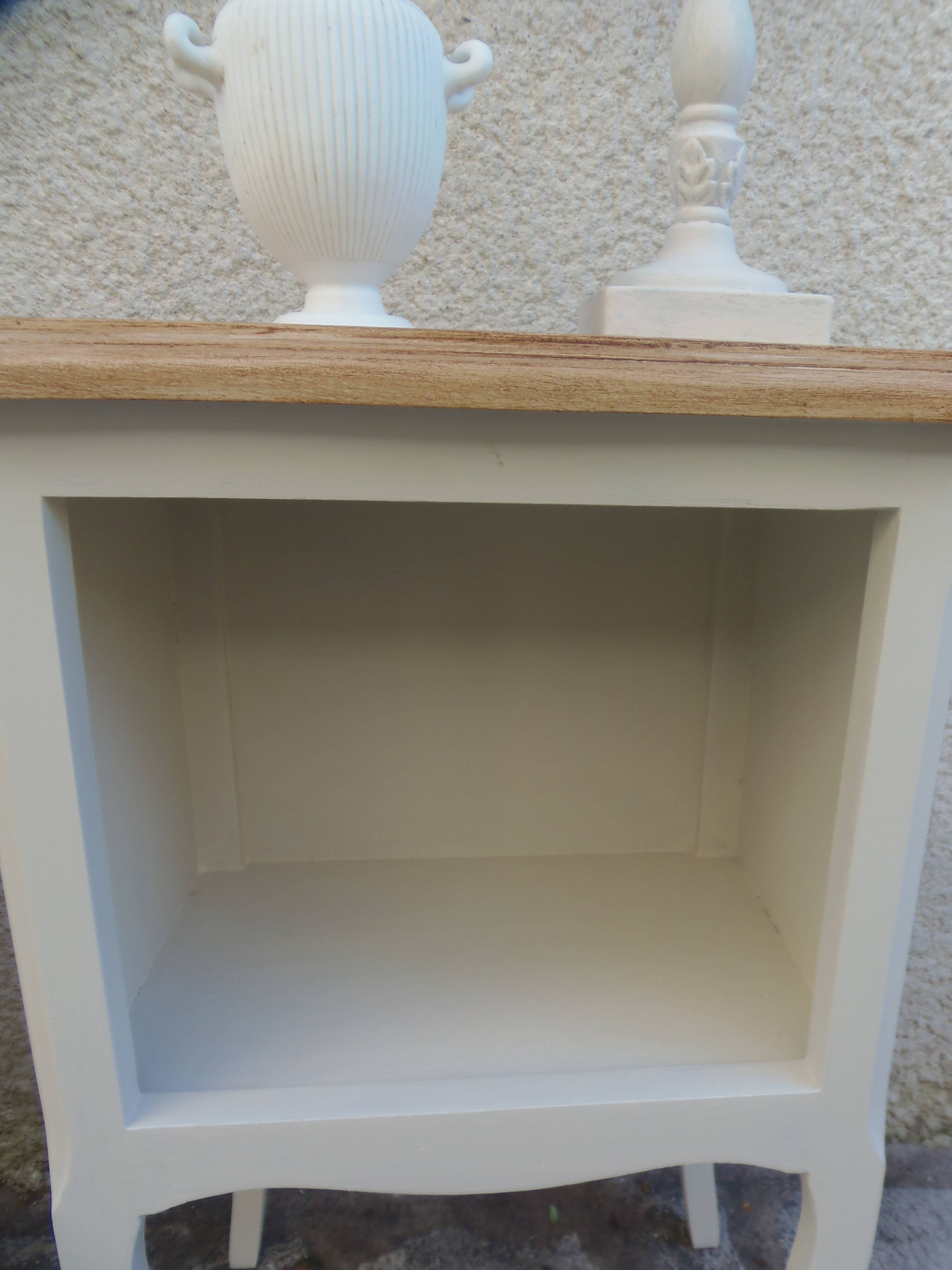 Pair of bedside tables, Elle and Lui, re-enchanted end tables in beige.