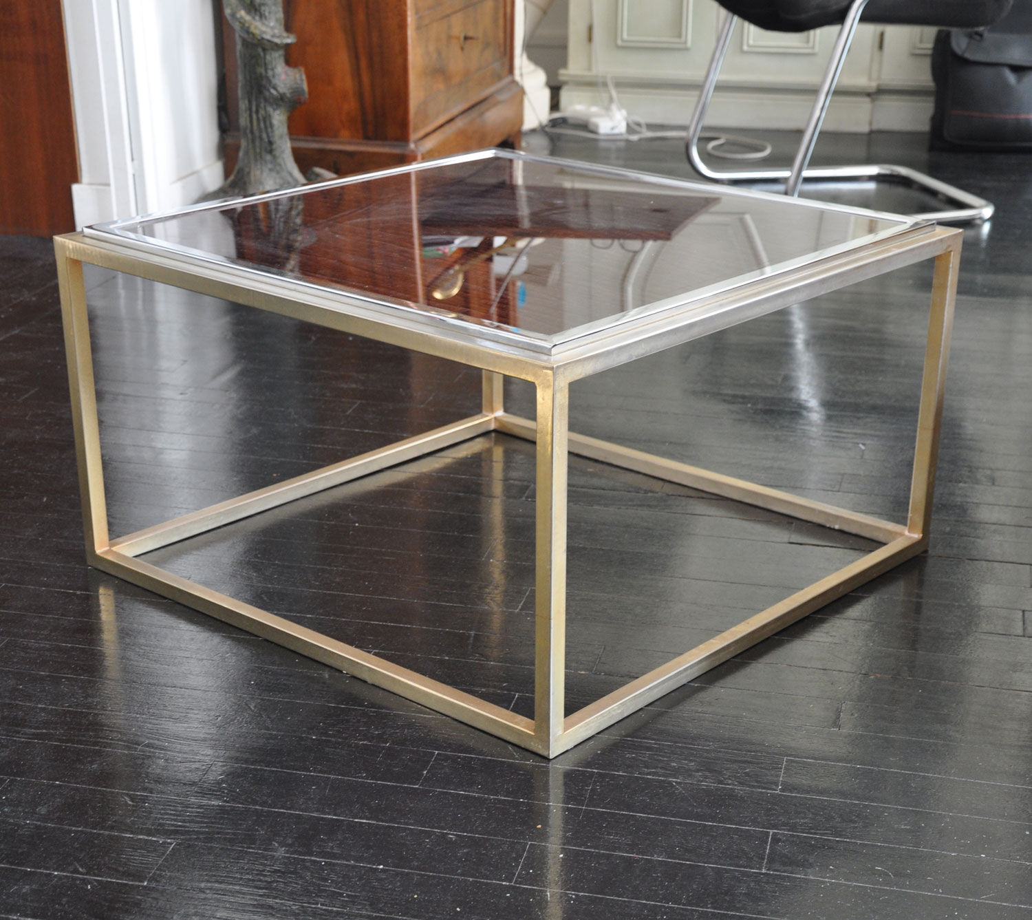 Table low brass plexiglas 1970