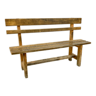 Old vintage industrial wooden farmhouse bench