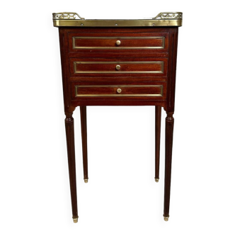 Louis XVI style bedside table in mahogany and marble