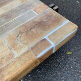 Vintage rectangular coffee table by Roger Capron, ceramic and herbarium design, 120cm