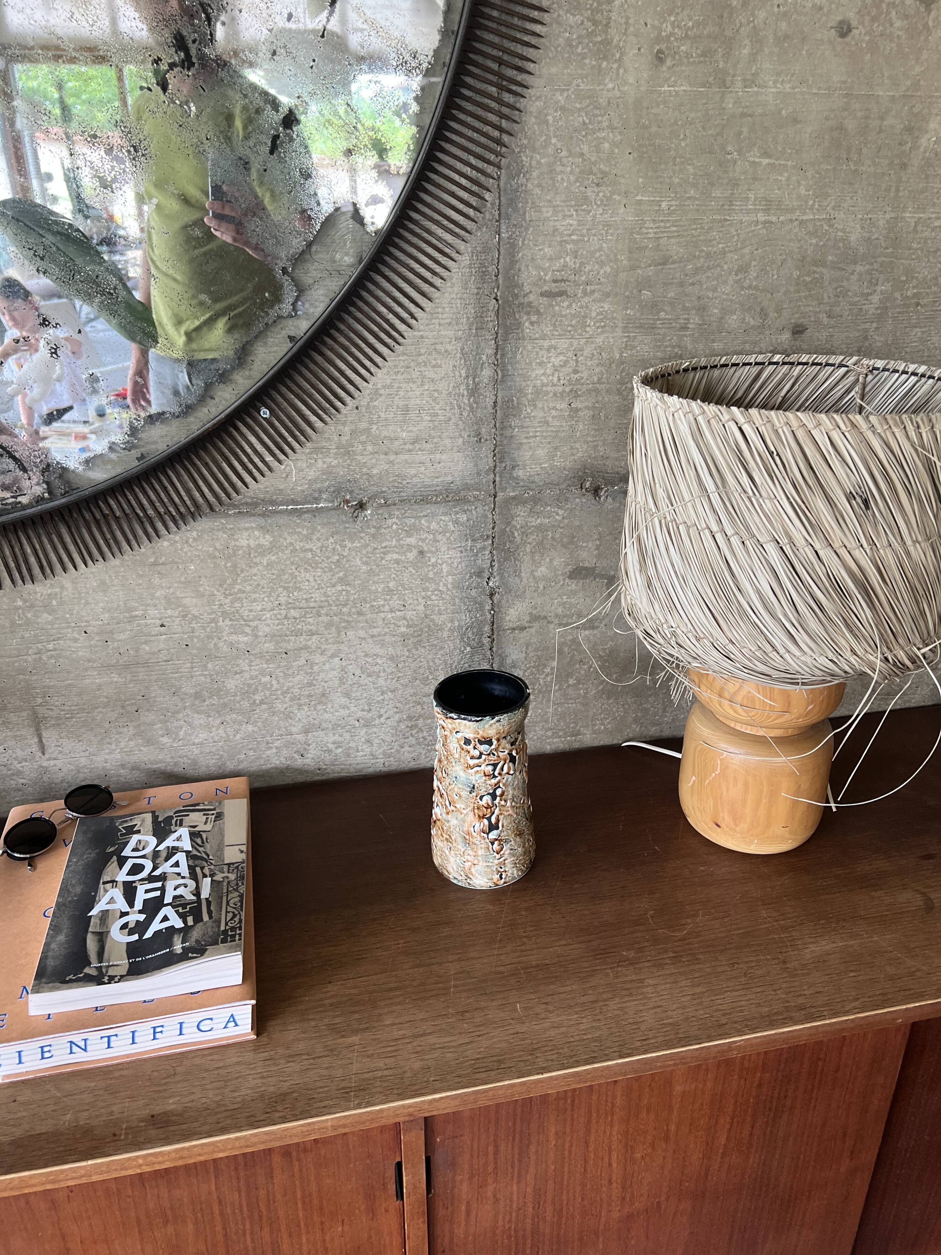 Glazed cylindrical stoneware vase