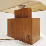 Solid elm lamp from Maison Regain, 1970