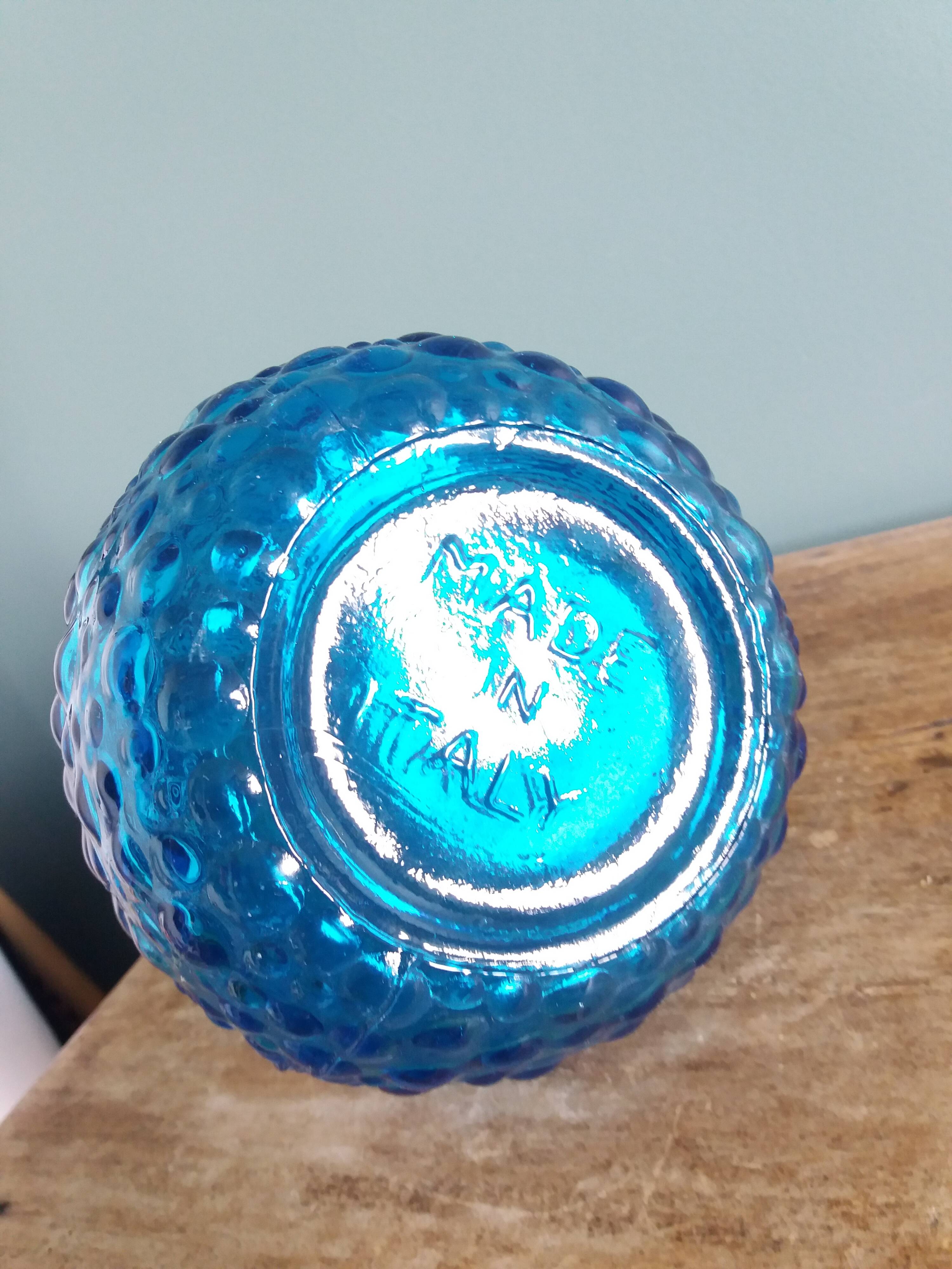 Empoli carafe in turquoise blue glass