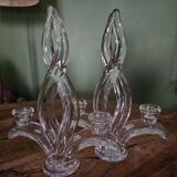 Pair of Flame Crystal Candlesticks