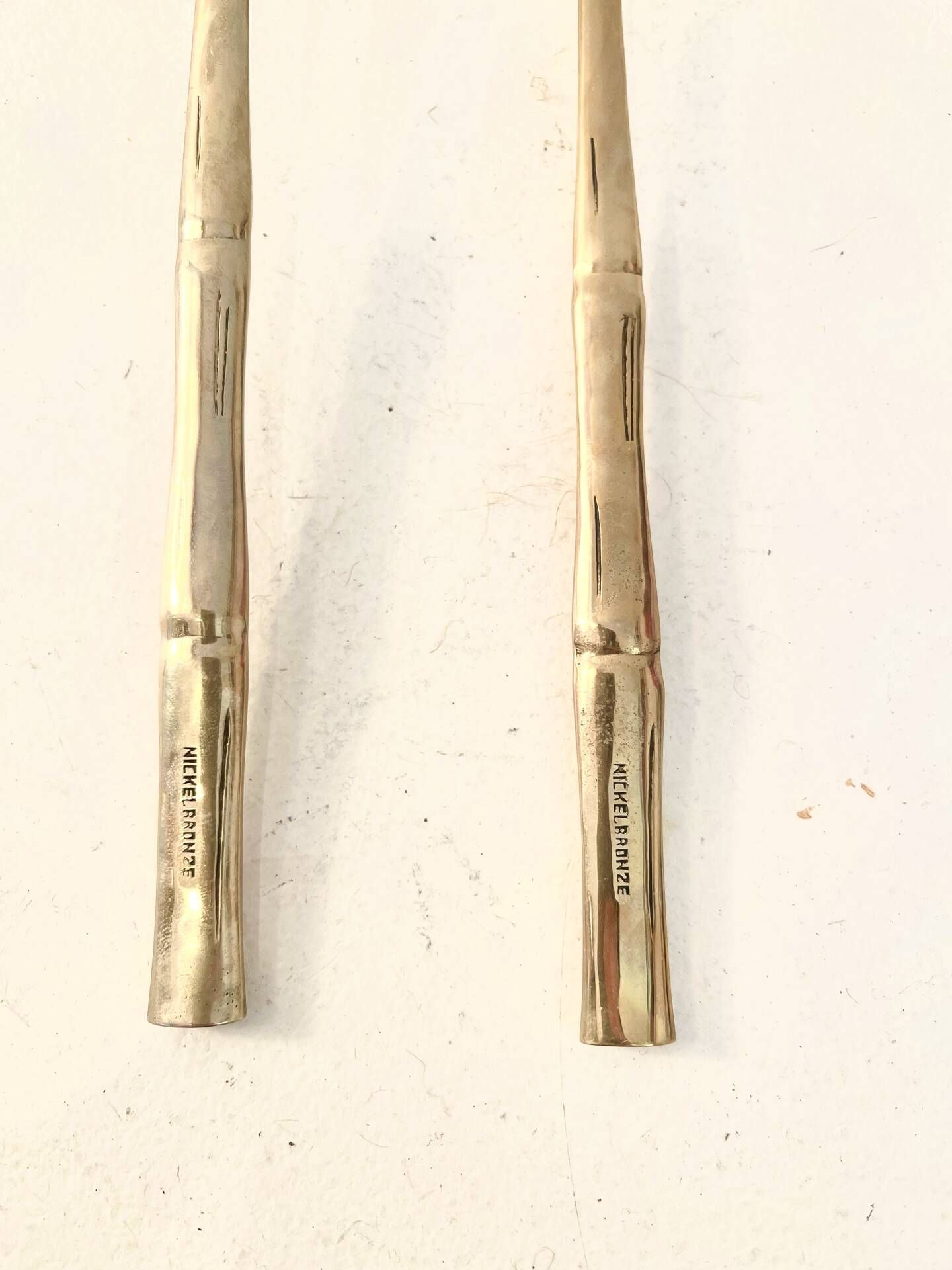 Vintage dessert cutlery duo, golden bamboo, Hollywood Regency - here