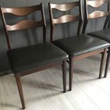 4 vintage teak dining chairs, dark green