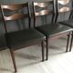 4 vintage teak dining chairs, dark green
