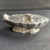 Gravy boat or oyster butter dish – Maurice Gouaillé – Silver plated metal & satin glass