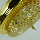 mid century ceiling LAMP flush mount textured amber glass and brass 1970s