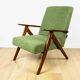 Vintage armchair B-310 VAR green boucle dark structural wood 1970s