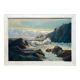 HSP painting "Seaside at sunset" signed O. Blanchard + Marine frame