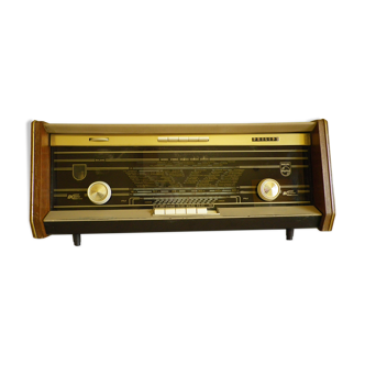 Radio set in wood, glass, bakelite, vinyl and brass - Bi radio amp - Philips