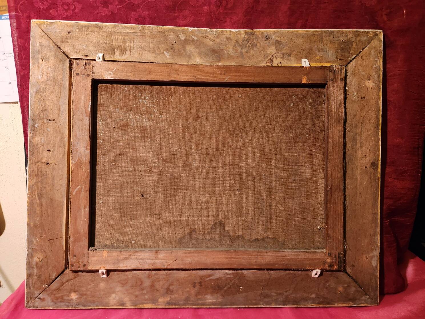 Old painting Oil on canvas Animated lake landscape signed Henry