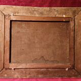 Old painting Oil on canvas Animated lake landscape signed Henry