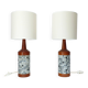 Pair of Scandinavian teak and mosaic table lamps, Denmark 1960s