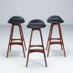 Erik Buch set of three “OD61” bar stools in rosewood Oddense Denmark 1965