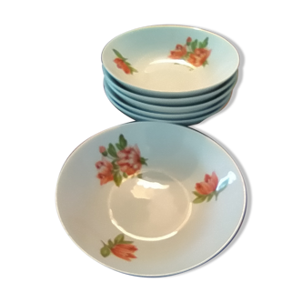 6 coupelles à dessert ou salade de fruits, porcelaine kahla vintage