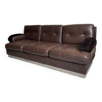 Vintage 70s 3-piece leather sofa