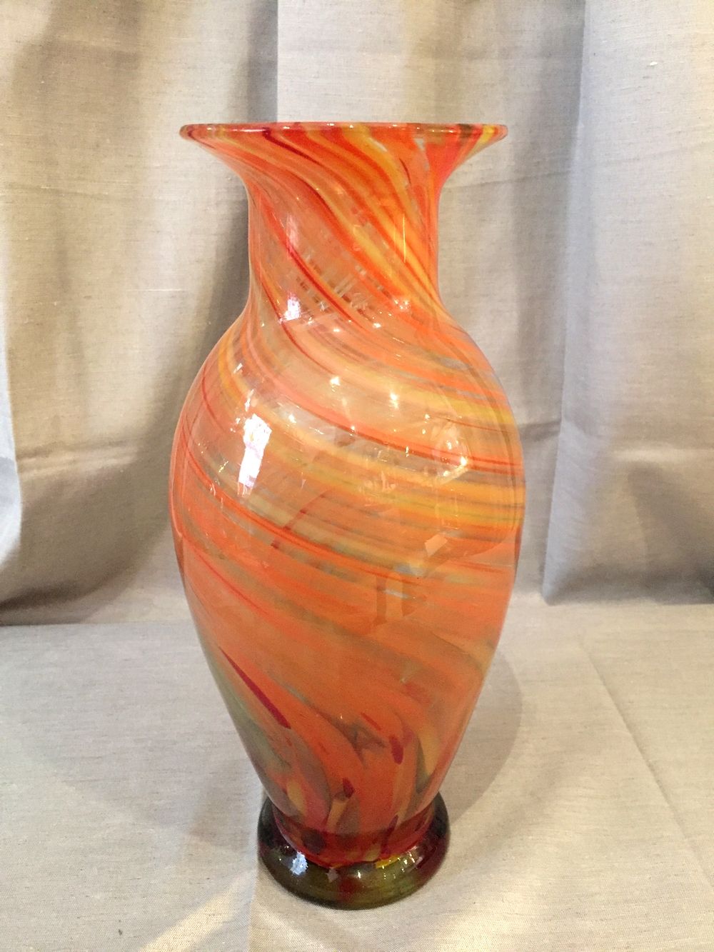 Vintage vase orange twist red and yellow