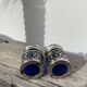 Silver-plated metal and blue glass salt and pepper shaker
