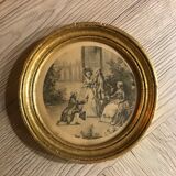 Vintage round frame gilded wood