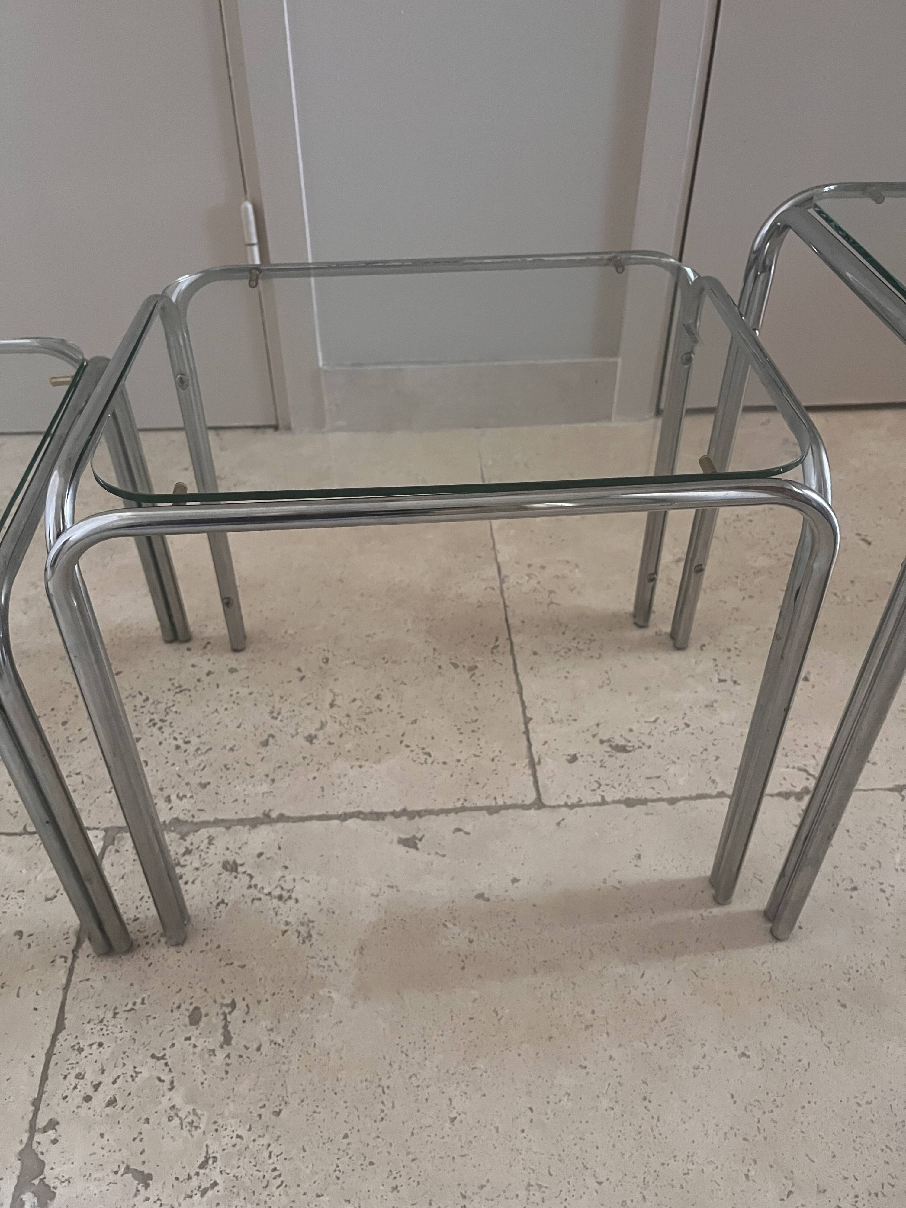 chrome nesting tables from the 1970s