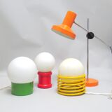 Orange articulated desk lamp from the 1970s